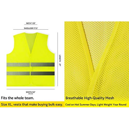 PeerBasics, 10 Pack, Yellow Reflective High Visibility Safety Vest...