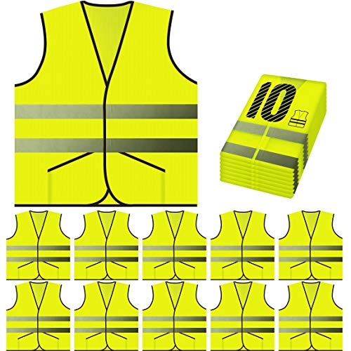 PeerBasics, Pocket Safety Vest 10 Pack, Yellow Reflective High Vis...
