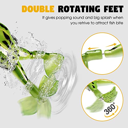 Pelican Mate Topwater Frog Lures Double Propellers Soft Silicone B...