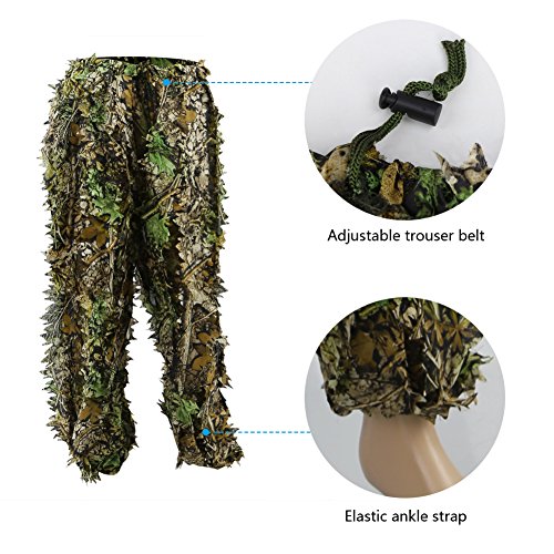 PELLOR Ghillie Suits, 3D Leafy Ghille Suit for Youth Boys, Hooded ...