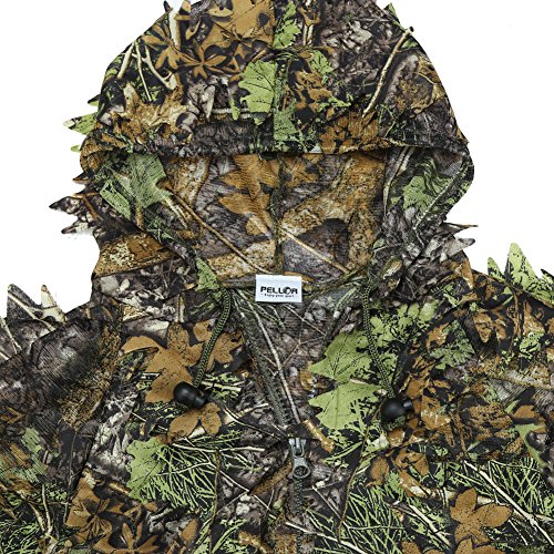 PELLOR Ghillie Suits, 3D Leafy Ghille Suit for Youth Boys, Hooded ...