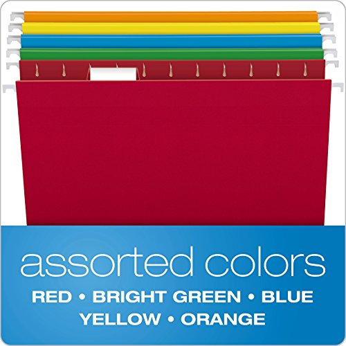 Pendaflex Hanging File Folders, Letter Size, Assorted Colors, 1/5-...
