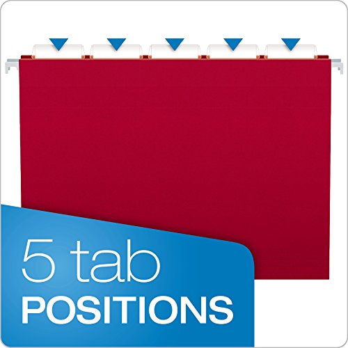 Pendaflex Hanging File Folders, Letter Size, Assorted Colors, 1/5-...