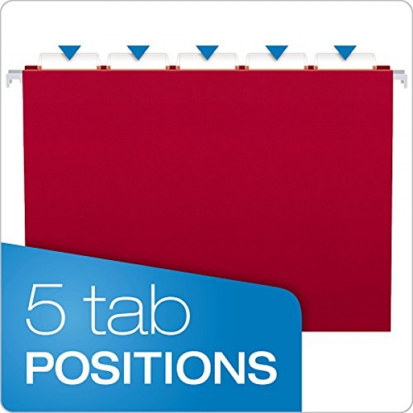 Pendaflex Hanging File Folders, Letter Size, Assorted Colors, 1/5-...