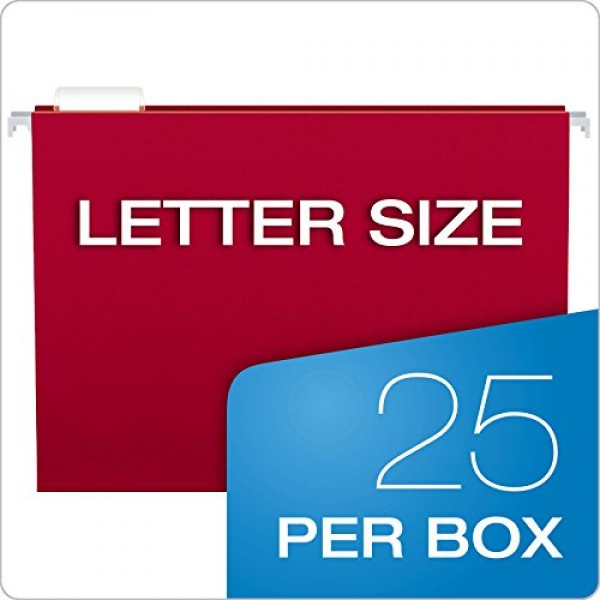 Pendaflex Hanging File Folders, Letter Size, Assorted Colors, 1/5-...