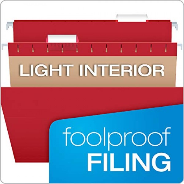 Pendaflex Hanging File Folders, Letter Size, Assorted Colors, 1/5-...