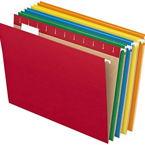 Pendaflex Hanging File Folders, Letter Size, Assorted Colors, 1/5-...