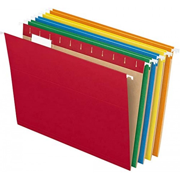 Pendaflex Hanging File Folders, Letter Size, Assorted Colors, 1/5-...