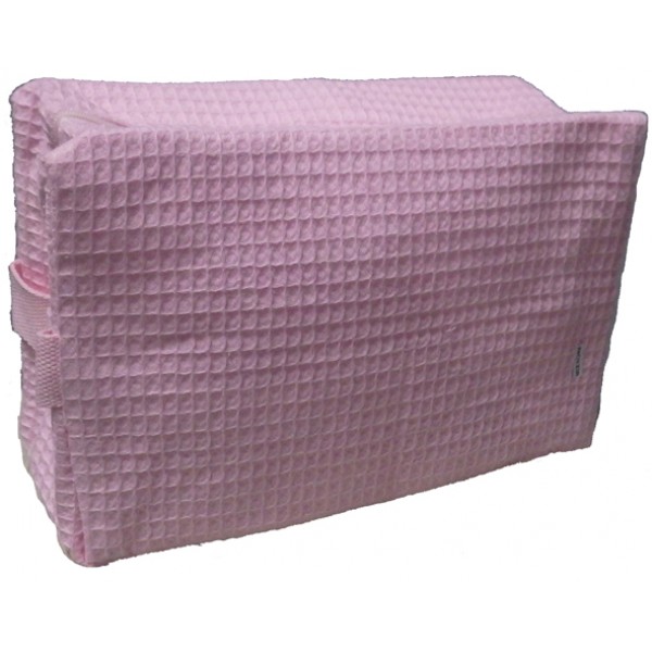 Pendergrass Cotton Waffle Cosmetic Bag, Large Pink