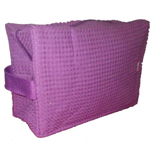 Pendergrass Cotton Waffle Cosmetic Bag, Large, Plum