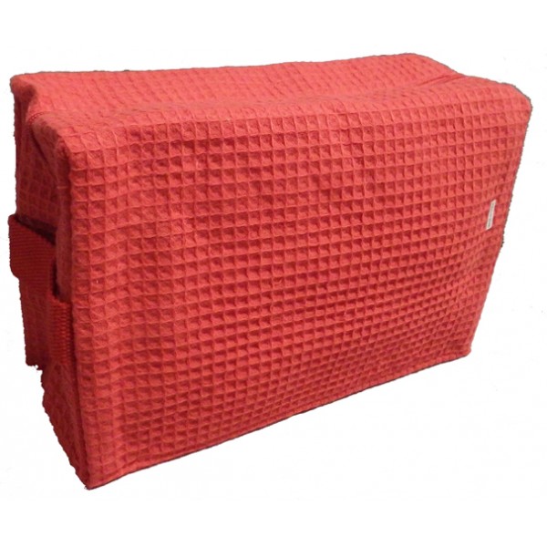 Pendergrass Cotton Waffle Cosmetic Bag, Large, Red