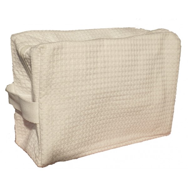 Pendergrass Cotton Waffle Cosmetic Bag, Large, White ​