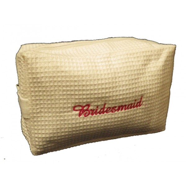 Pendergrass White Cosmetic Bag with Bridesmaid Embroidery