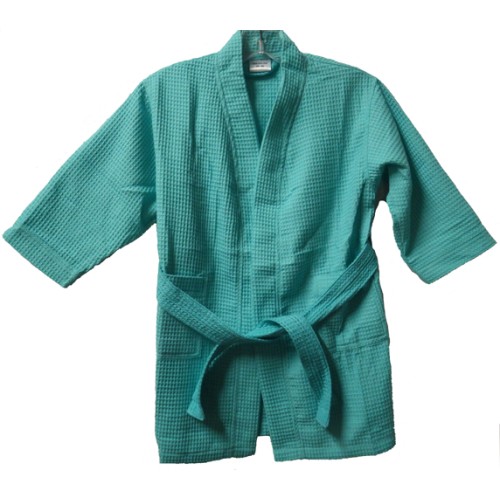 Pendergrass Children's Waffle Robe, Caribbean Green, Medium 6-8