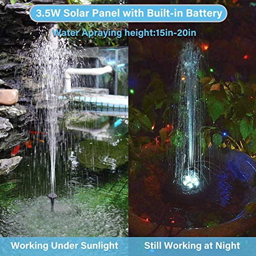 Pendoo Solar Fountain Pump, Solar Powered Water Fountain Pump Outd...
