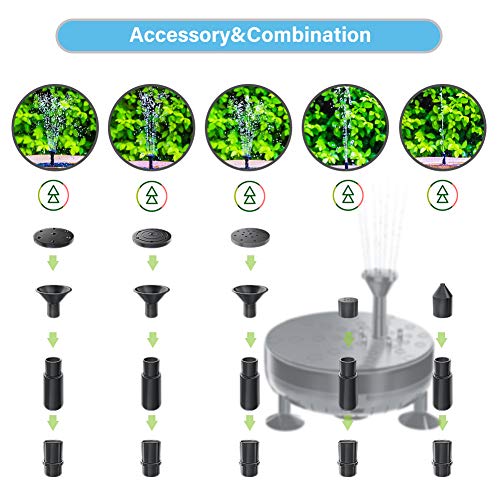 Pendoo Solar Fountain Pump, Solar Powered Water Fountain Pump Outd...
