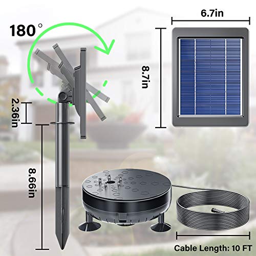 Pendoo Solar Fountain Pump, Solar Powered Water Fountain Pump Outd...