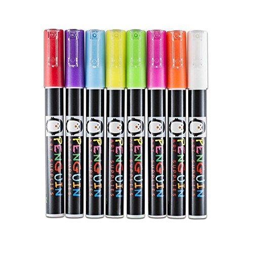 Professional Artist 3MM Fine Tip Chalk Marker Pens - Set of 8 Colo...