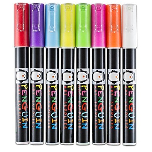Professional Artist 3MM Fine Tip Chalk Marker Pens - Set of 8 Colo...