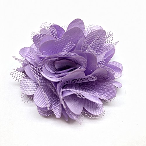 PEPPERLONELY 10PC Set Lavender Lace Chiffon Peony Fabric Flowers, ...