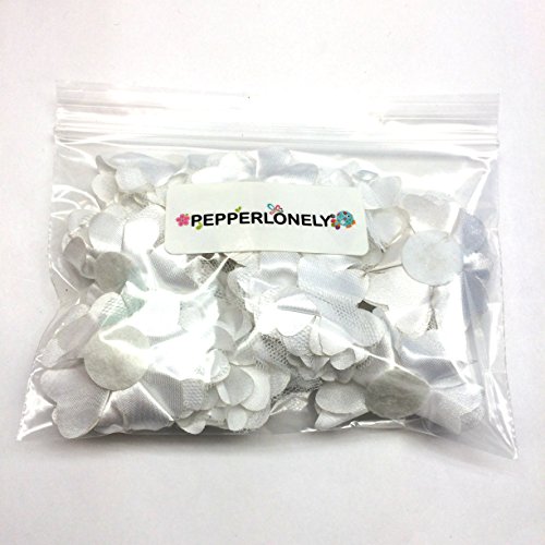 PEPPERLONELY 10PC Set White Lace Chiffon Peony Fabric Flowers, 2 Inch