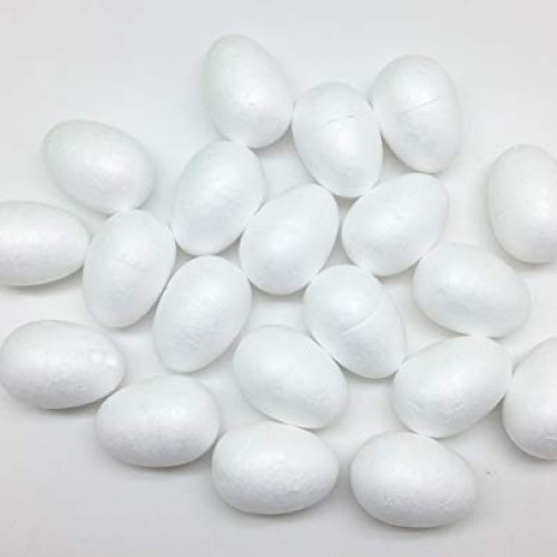 PEPPERLONELY 20PC White Styrofoam Egg Shape Balls, 5cm 2 Inch