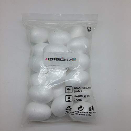 PEPPERLONELY 20PC White Styrofoam Egg Shape Balls, 5cm 2 Inch