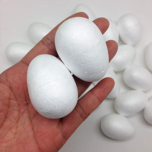 PEPPERLONELY 20PC White Styrofoam Egg Shape Balls, 5cm 2 Inch