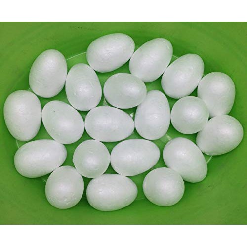PEPPERLONELY 20PC White Styrofoam Egg Shape Balls, 5cm 2 Inch
