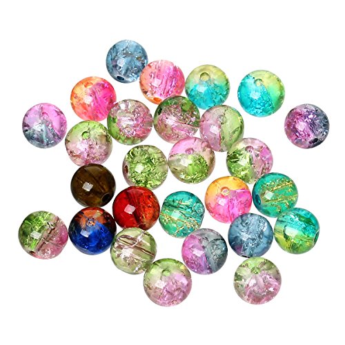 PEPPERLONELY Brand 500 Piece Random Crackle Glass Round Beads 8mm