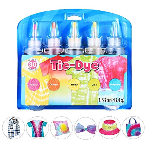 Per Newly 5 Colors Tie-Dye Kit, All- Purpose Powder Fabric Dye, DI...