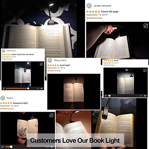 Book Light, PERFECTDAY 12 LED USB Rechargeable Reading Light with ...