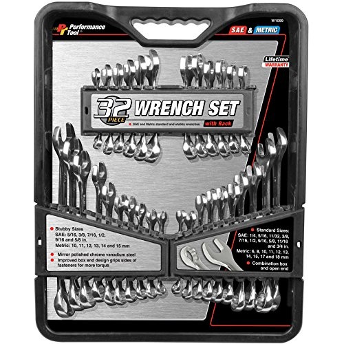 Performance Tool 32pc SAE & MET W1099 32-Piece SAE and Metric Set ...