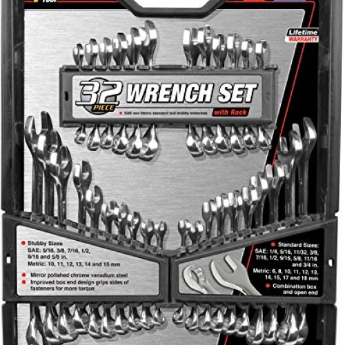 Performance Tool 32pc SAE & MET W1099 32-Piece SAE and Metric Set ...