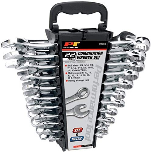 Performance Tool W1099 22-Piece SAE and Metric Wrench Set | Premiu...