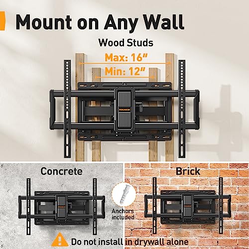 Perlegear UL-Listed Full Motion TV Wall Mount for 40–85 Inch Flat ...