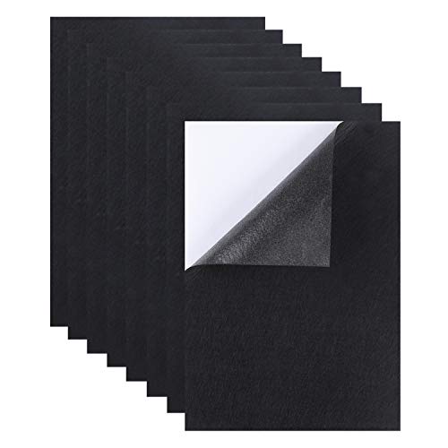Perzodo 8 Pieces Self Adhesive Black Crafting Felt Fabric Back She...