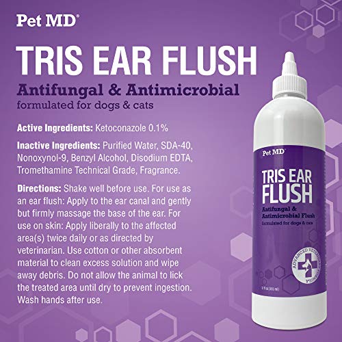 Pet MD Veterinary Tris Flush Cat & Dog Ear Cleaner - Dog Ear Infec...