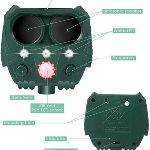 Dog Cat Repellent, 2020 Ultrasonic Pest Repellent with Motion Sens...