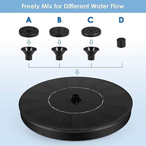 Solar Fountain Pump, Free Standing 1.4W Bird Bath Fountain Pump fo...