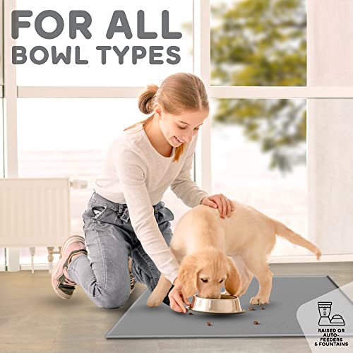 PetHappily Dog Food Mat - Raised Edges Dog Mat for Food and Water ...