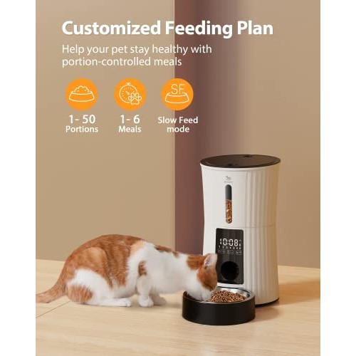 Petory Timed Automatic Cat Feeders - 4L Programable Dry Food Dispe...