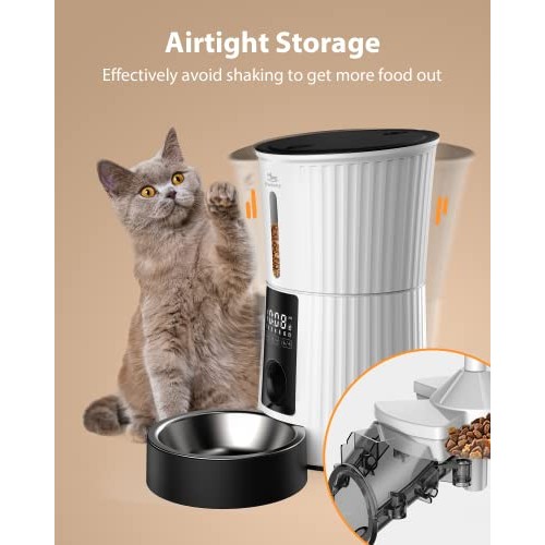 Petory Timed Automatic Cat Feeders - 4L Programable Dry Food Dispe...