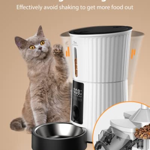 Petory Timed Automatic Cat Feeders - 4L Programable Dry Food Dispe...
