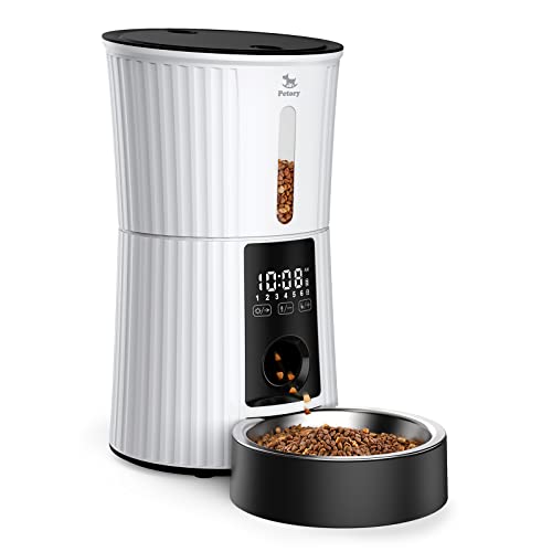 Petory Timed Automatic Cat Feeders - 4L Programable Dry Food Dispe...