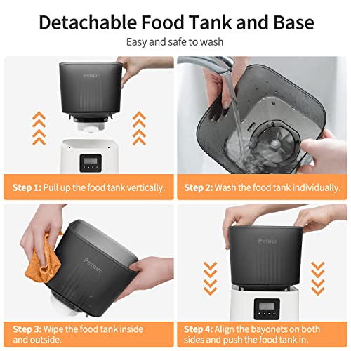 Petour Automatic Cat Feeder, 4L Pet Dry Food Dispenser with Stainl...