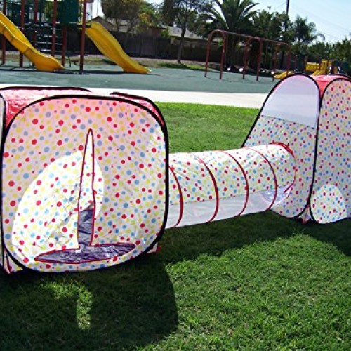 Petra Boys and Girls Polka Dot Tunnel Play Tent. Indoor, Outdoor, ...