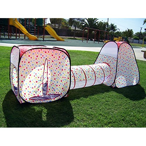 Petra Boys and Girls Polka Dot Tunnel Play Tent. Indoor, Outdoor, ...