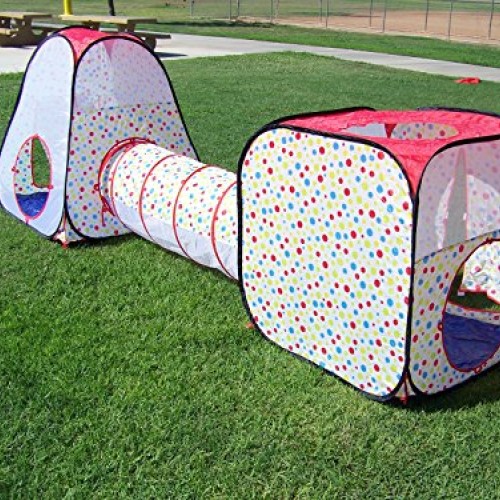 Petra Boys and Girls Polka Dot Tunnel Play Tent. Indoor, Outdoor, ...