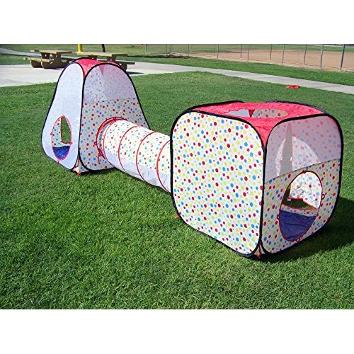 Petra Boys and Girls Polka Dot Tunnel Play Tent. Indoor, Outdoor, ...